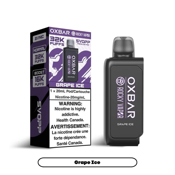 SVOOP ROCKY VAPOR OXBAR 32K PREFILLED POD - GRAPE ICE