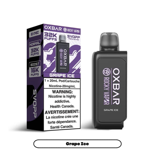 SVOOP ROCKY VAPOR OXBAR 32K PREFILLED POD - GRAPE ICE