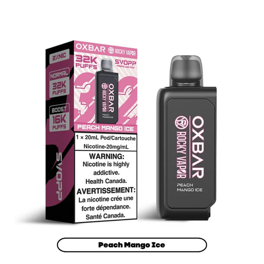 SVOOP ROCKY VAPOR OXBAR 32K PREFILLED POD - PEACH MANGO ICE