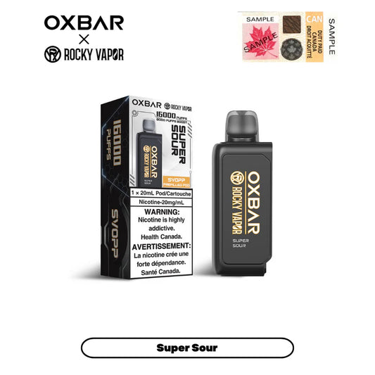 SVOOP ROCKY VAPOR OXBAR 16K PREFILLED POD - SUPER SOUR