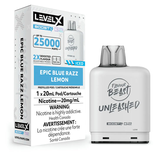 Capsule de boost Flavour Beast Unleashed Level X - Epic Blue Razz Iced au citron