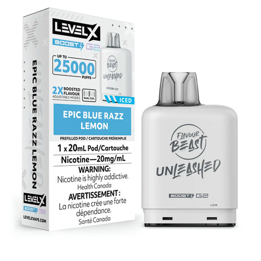 Capsule de boost Flavour Beast Unleashed Level X - Epic Blue Razz Iced au citron