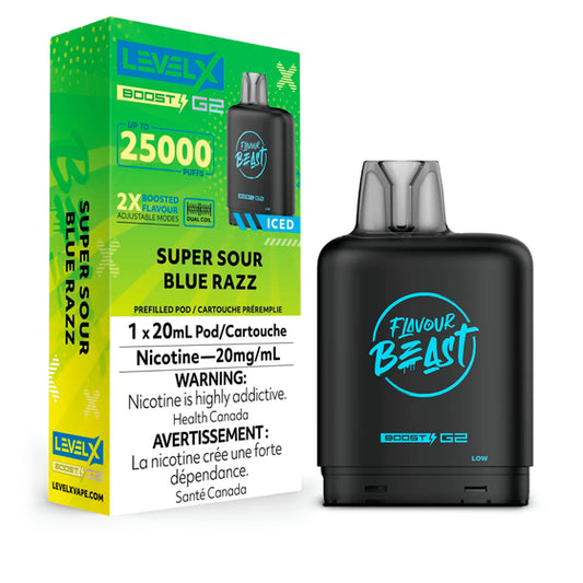 Flavour Beast Level X Boost G2 Pod - Super Sour Blue Razz Iced