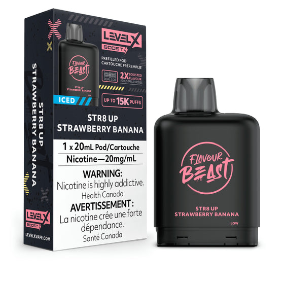 Flavour Beast Level X Boost Pod - Str8 Up Fraise Banane Glacée